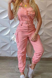 Pockets Belted Sleeveless Overall