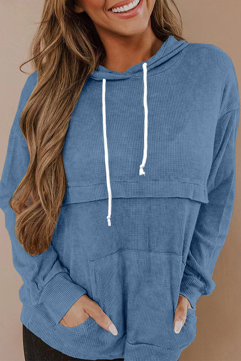 Everything's Rosy Ribbed Hooded Top - Fashiondia