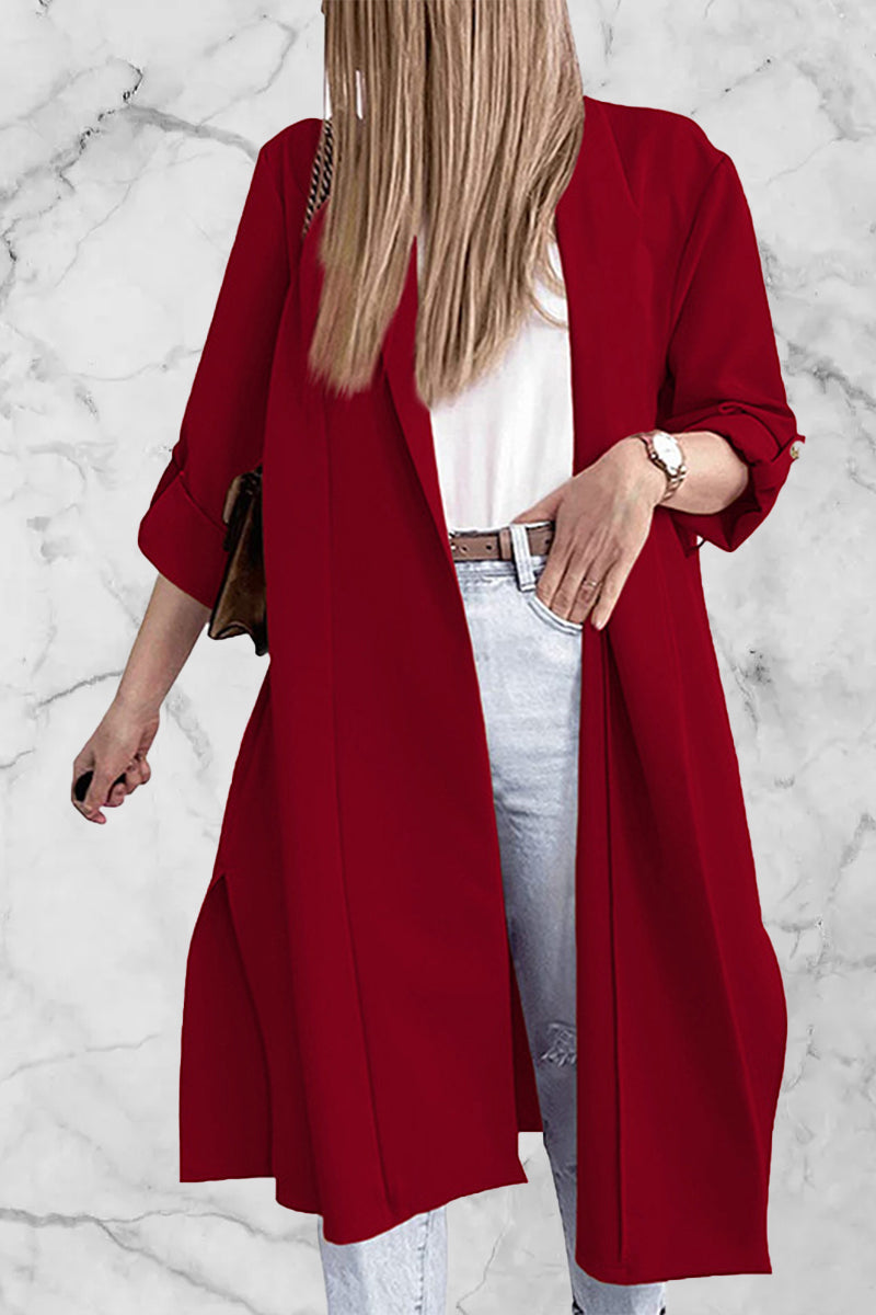 Open Front Trench Cardigan - Fashiondia