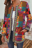 Print Printing O Neck Outerwear(3 Colors)