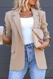 Elegant Solid Pocket Turn-back Collar Outerwear(4 Colors)