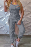 Pockets Belted Sleeveless Overall