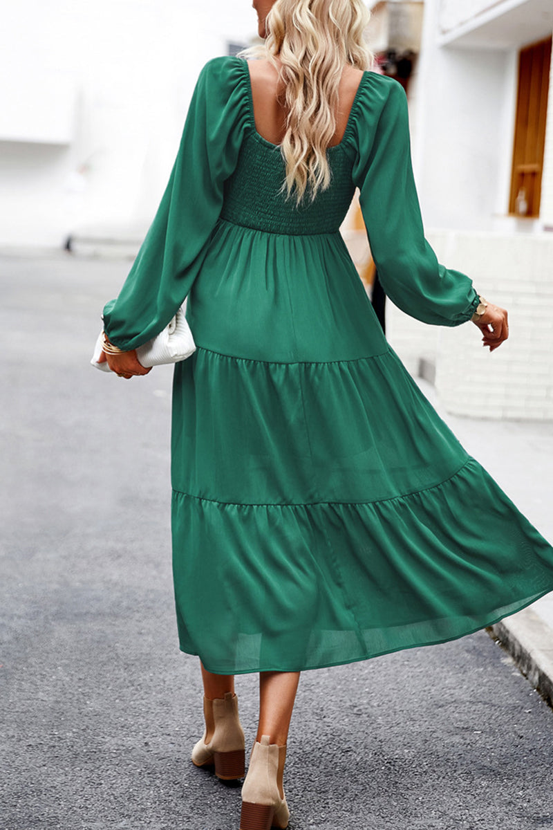 Celebrities Elegant Solid Patchwork Square Collar A Line Dresses - Fashionpara