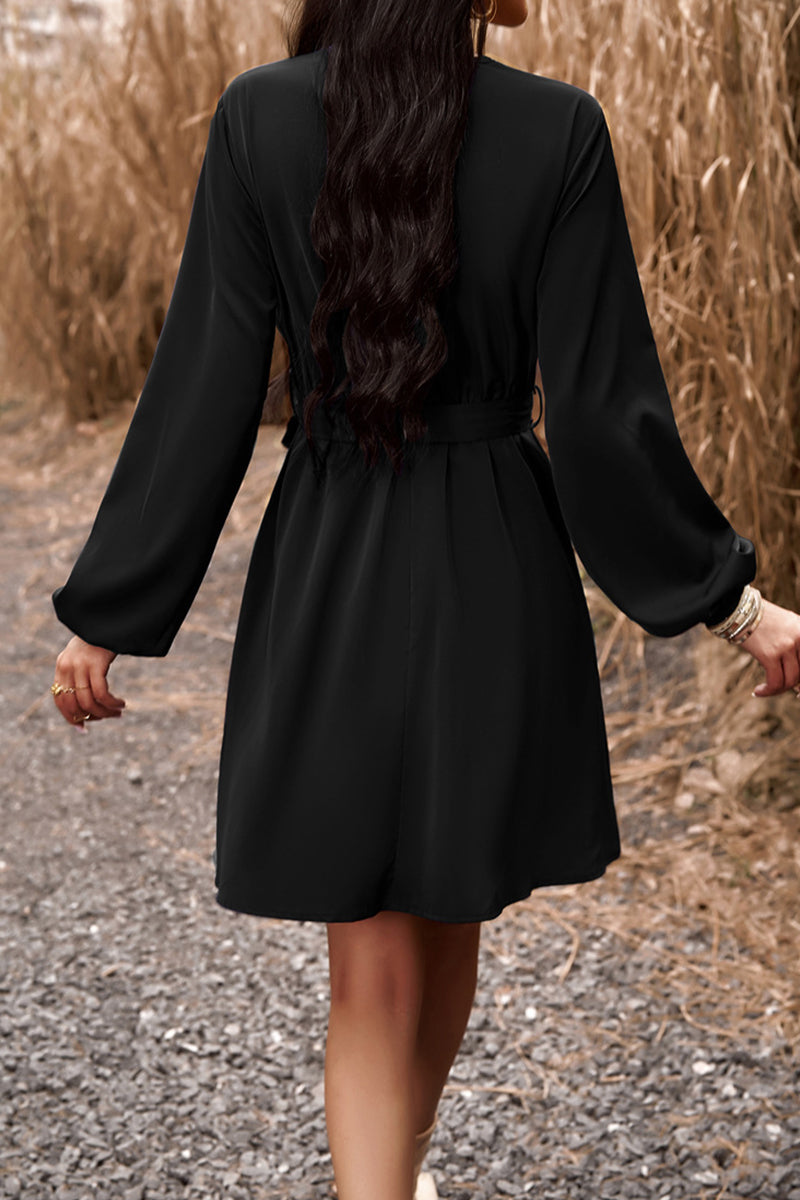 Elegant Solid Lace Bandage V Neck A Line Dresses(5 Colors) - Fashionpara