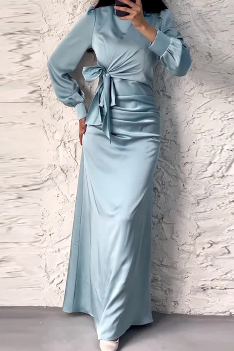 Elegant Solid Frenulum O Neck A Line Dresses - Fashionpara