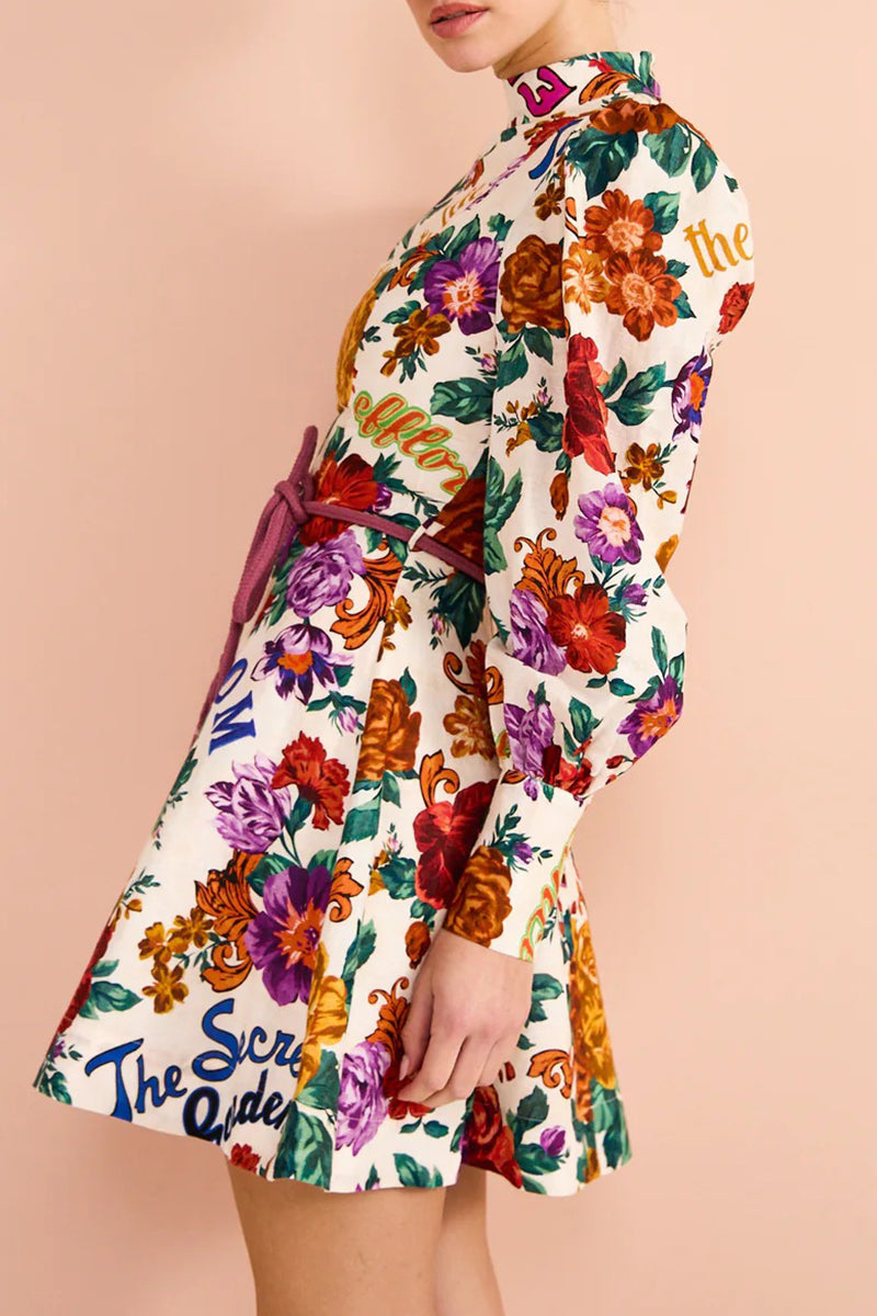 Elegant Floral Bandage Half A Turtleneck Printed Dress Dresses - Fashionpara