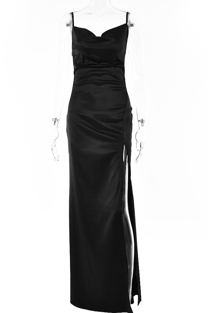 Sexy Simplicity Solid Slit U Neck Irregular Dress Dresses - Fashionpara