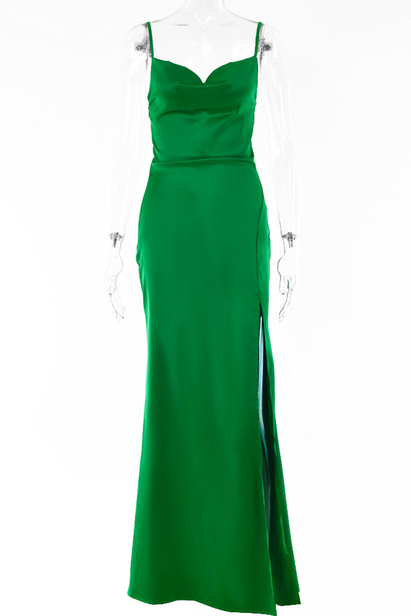 Sexy Simplicity Solid Slit U Neck Irregular Dress Dresses - Fashionpara