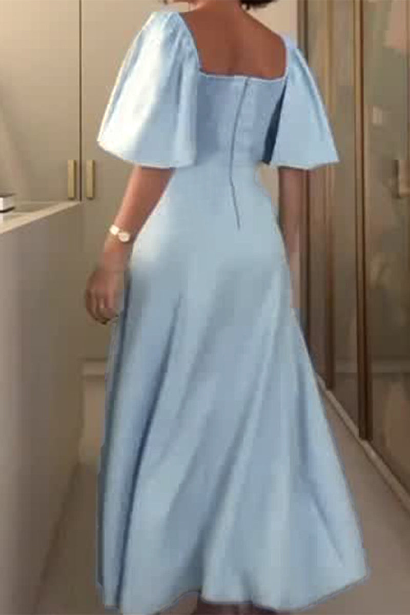 Casual Solid Square Collar A Line Dresses - Fashionpara