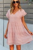 V Neck Ruffled Hem Printed Mini Dress
