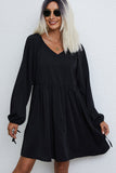 Fashion Solid Color V Neck Casual Dress