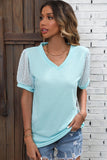 Lace Short Sleeve Blouses Casual Tops