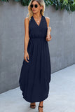 Fashion Solid Color V Neck Sleeveless Dress