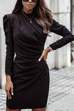 Florcoo Irregular Solid Collar Mini Dress