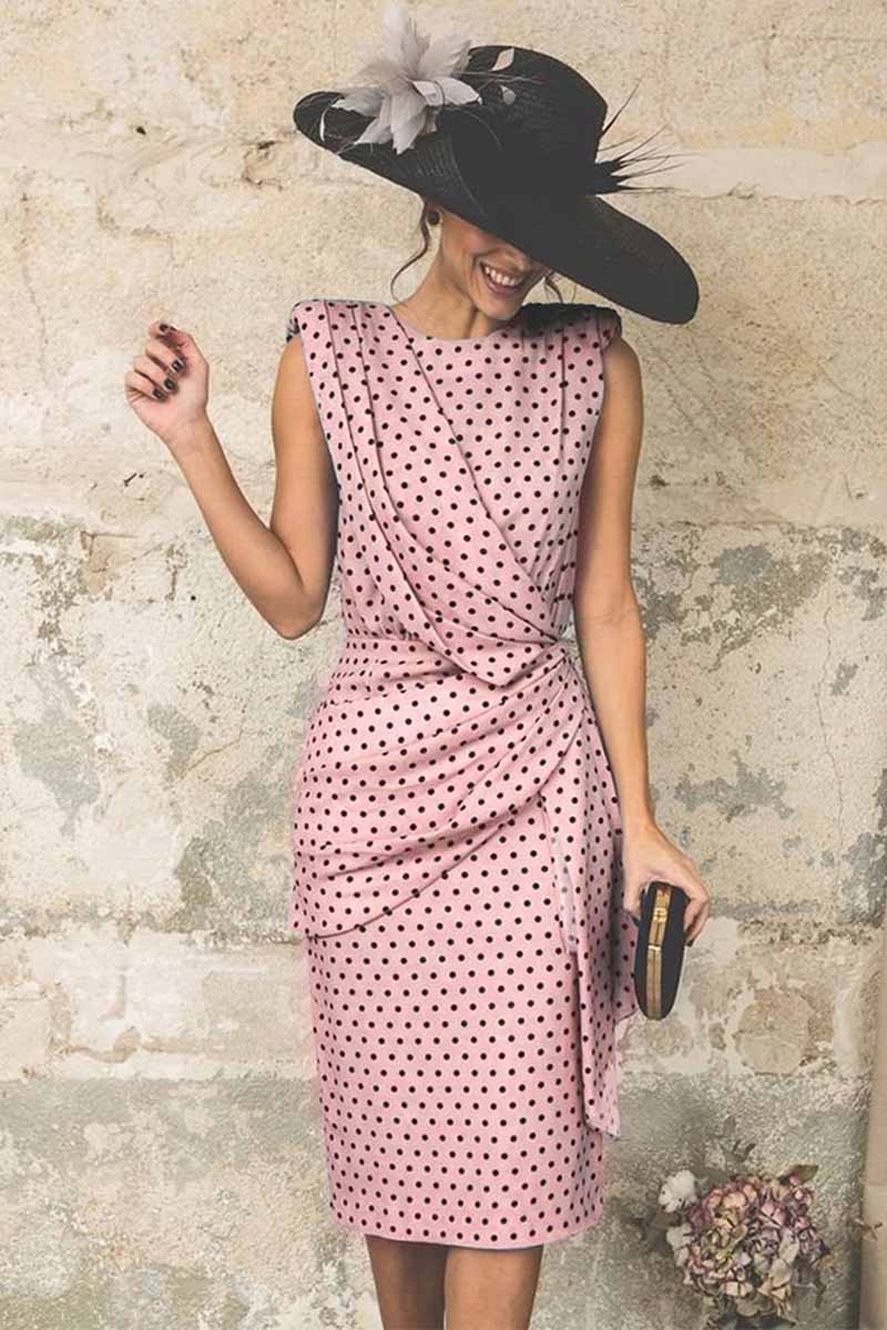 Florcoo Sexy Polka Dot Pack Hip Sleeveless Midi Dress(4 Colors) - Fashionpara
