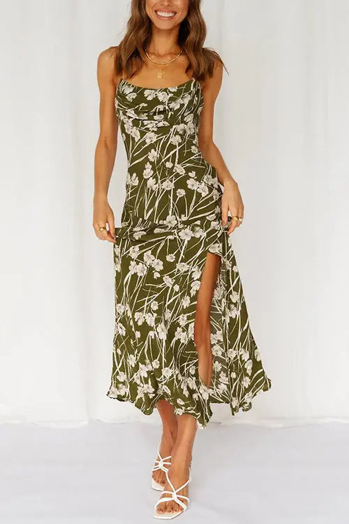 Pleated Bust SlitSlip Dress - Fashionpara