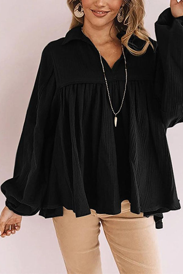 Best Kept Secret Collared Babydoll Top - Fashionpara
