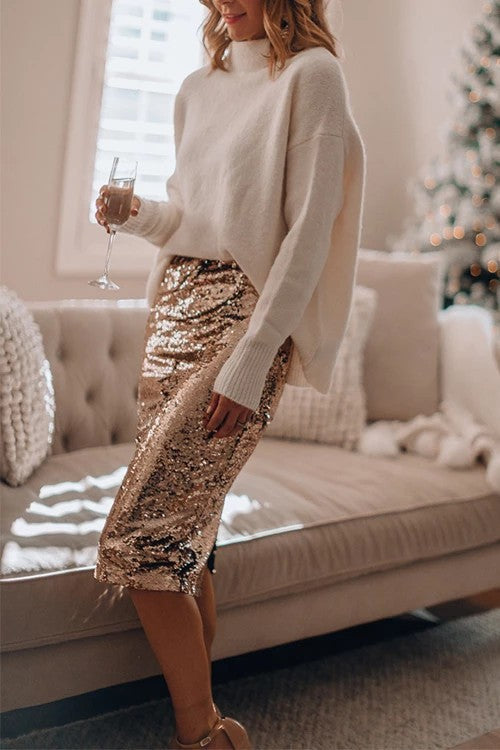 Sequin Pencil Skirt - Fashionpara