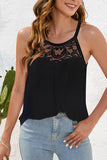 Lace  Patchwork Solid Color Casual Tops