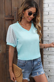 Lace Short Sleeve Blouses Casual Tops