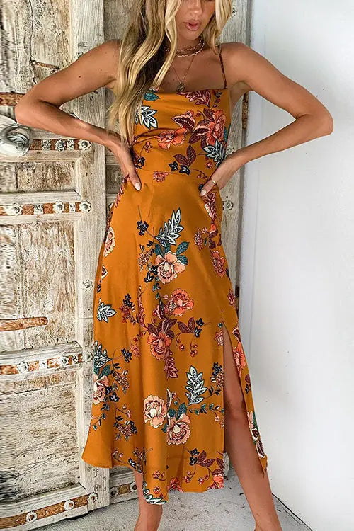 Pleated Bust SlitSlip Dress - Fashionpara