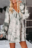Tie Dye V Neck Backless Mini Dress