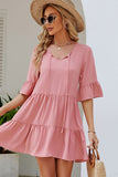Solid Color Ruffled Hem Casual Dress