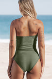 Twist Front Solid Color One Piece Swimsuit