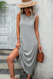 Sleeveless Solid Color Round Neck Casual Dress