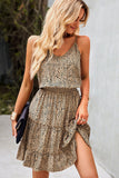 Ruffled Thin Straps Mini Length Printed Dress