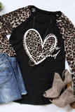 Valentine Leopard Heart Be Kind Blouse - Black