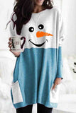 Cozy Christmas Snowman Face Long Shirt(4 Colors)