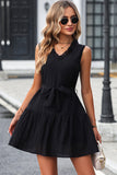 Stringy Selvedge Solid V Neck Casual Dress