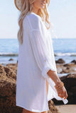 Long Sleeve Button Down Chiffon Cover Up Blouse