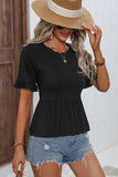 Solid Color Ruffle Sleeve Casual Tops