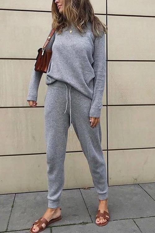 Boat Neck Long Sleeve Pants Sets - Fashionpara