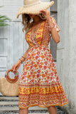 Bohemia Print V Neck Short Sleeve Casual Dress