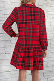 Florcoo Plaid Shirt Long Sleeve Single Dress