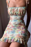Butterfly Print Slip Mini Dress