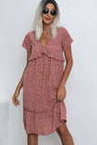 Fashion Ruffle V Neck Casual Dress