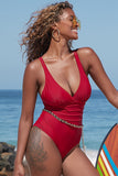 Solid Criss Cross Back One Piece Swimsuit