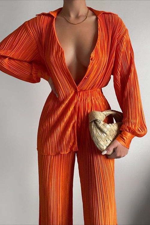Pleated Oversized Shirt and Trouser Set - Fashionpara