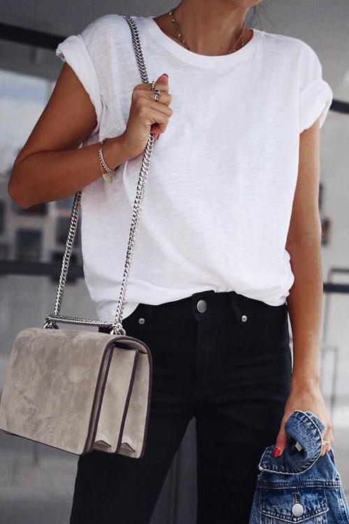 Basics Solid Short Sleeve White T Shirt - Fashionpara