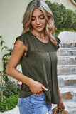 Lace Patchwork Ruffle Sleeve Casual Tops