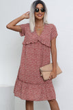 Fashion Ruffle V Neck Casual Dress