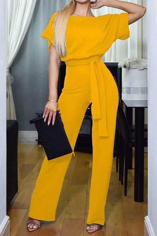 Short Sleeve Knot Jumpsuit - Fashionpara