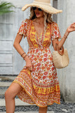 Bohemia Print V Neck Short Sleeve Casual Dress