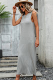 Sleeveless Solid Color Round Neck Casual Dress