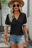 Solid Color Patchwork Short Sleeve Casual Tops