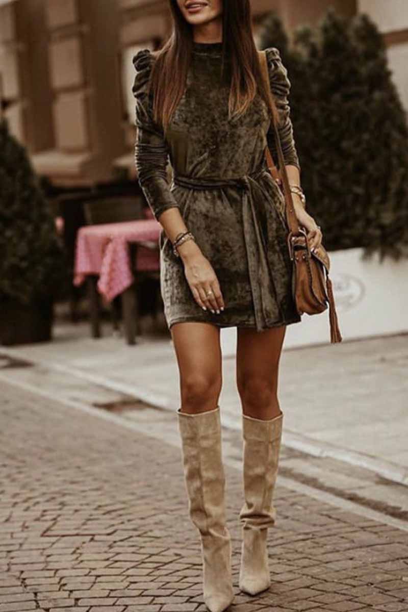 Florcoo Casual Sexy Long Sleeve Mini Dress(4 Colors) - Fashionpara